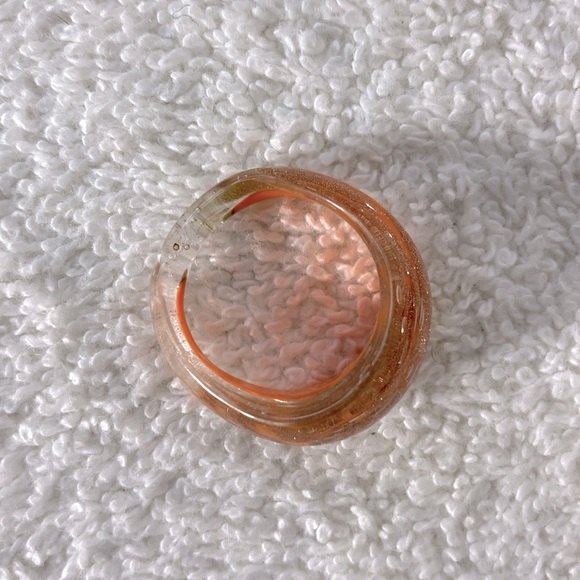 Vintage Art Glass Handmade Orange & Bronze Glitter Band Ring - Picture 7 of 11